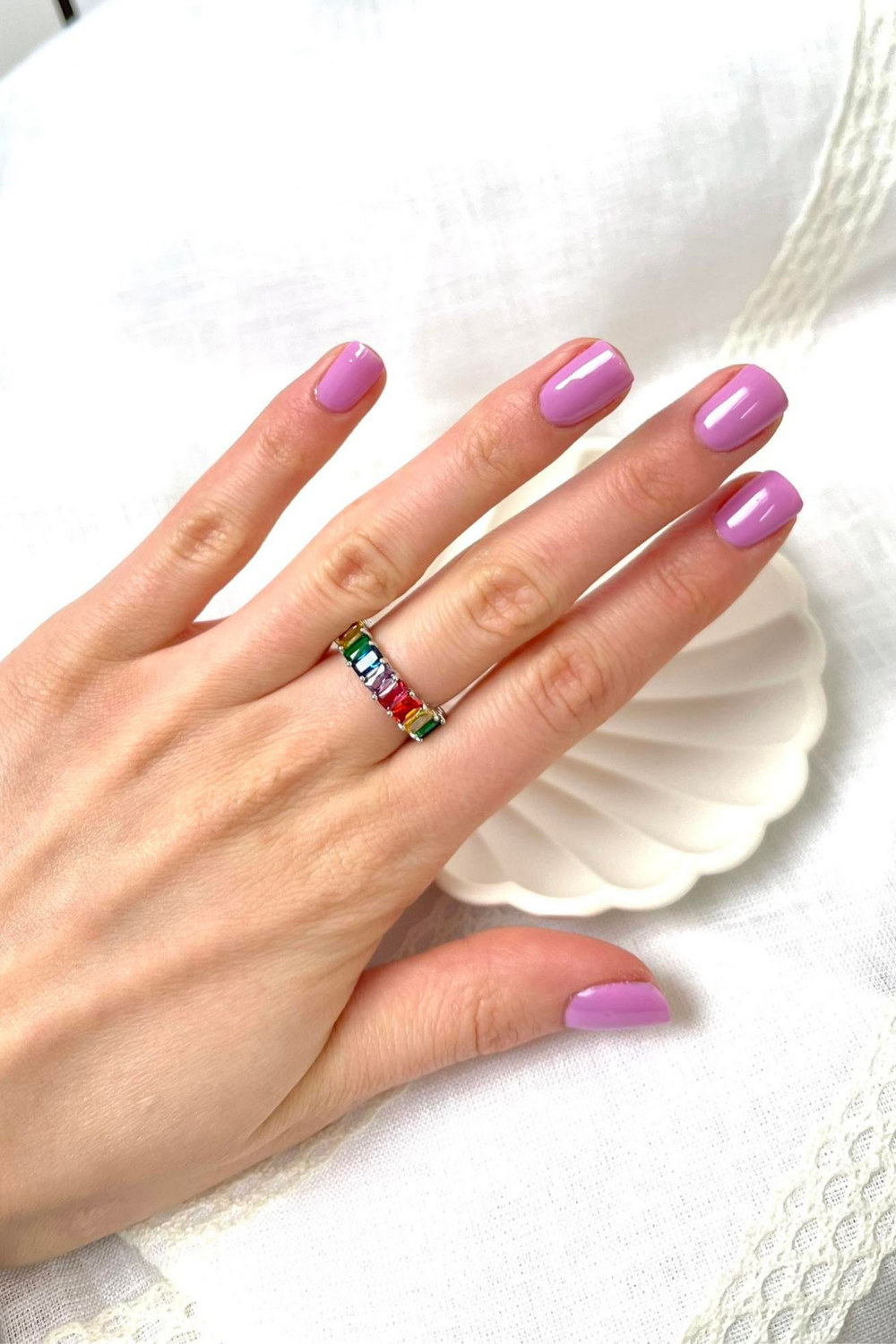 Rhodium plated waterproof women ring jewelry gift idea