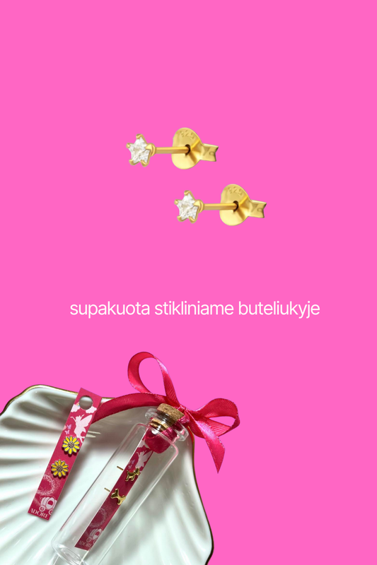 925 SIDABRINIAI AUSKARAI MERGAITĖMS | BALTOS ŽVAIGŽDUTĖS