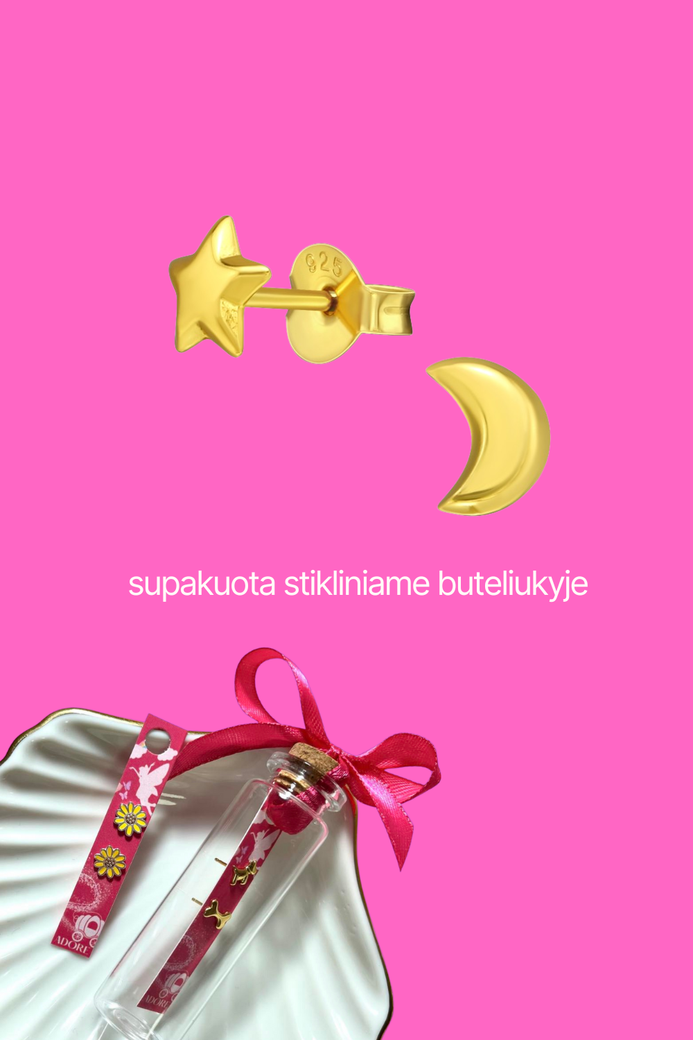 925 SIDABRINIAI AUSKARAI MERGAITĖMS | ŽVAIGŽDUTĖ & MĖNULIS